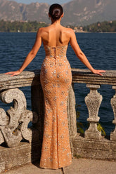 27DRESS Formal Strapless Sleeveless Mermaid Evening Dresses with Rhinestones